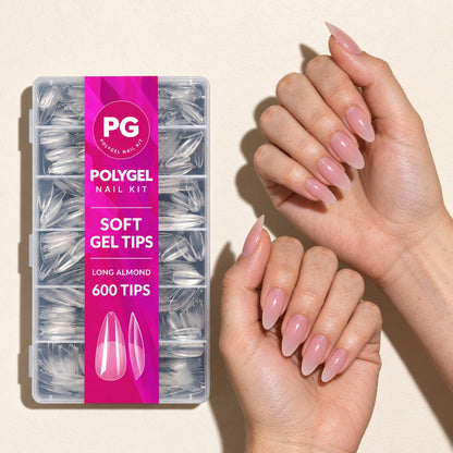 Soft Gel Nail Tips, Long Almond, 600 Count