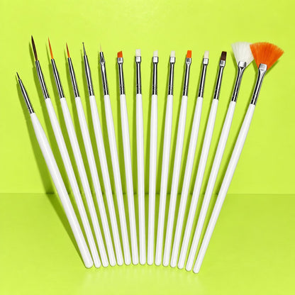 Nail Art Brush Set, 15 Piece